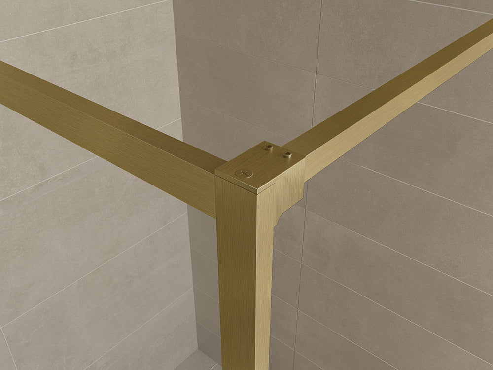 Wiesbaden Square inloopdouche nano helder glas 90 cm / Geborsteld messing - detailfoto