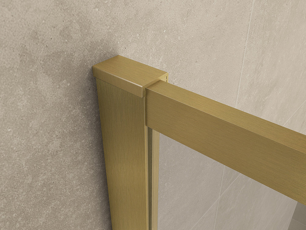 Wiesbaden Square inloopdouche nano helder glas 100 cm / Geborsteld messing - detailfoto