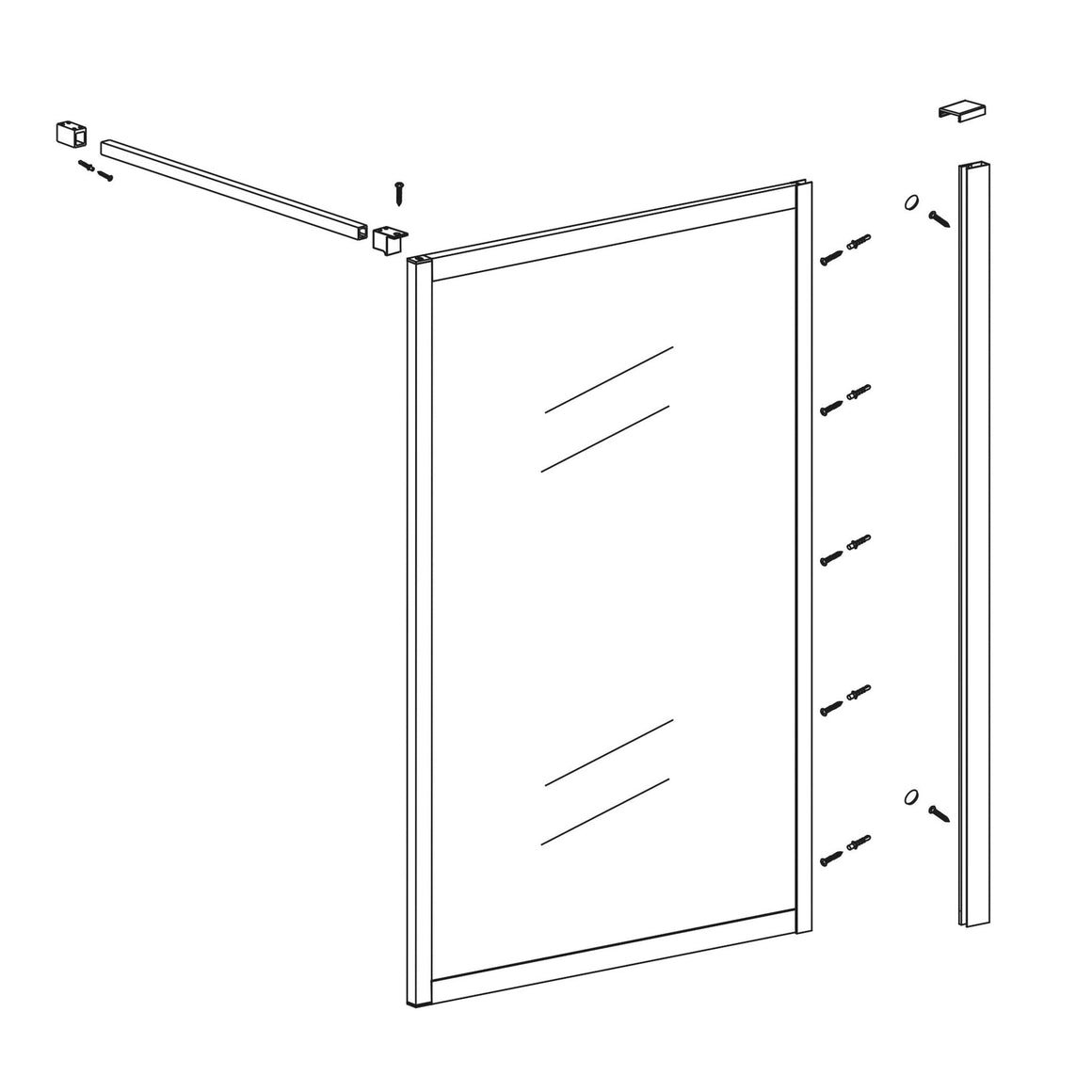 Wiesbaden Square inloopdouche nano helder glas 120 cm / Geborsteld messing - technische tekening