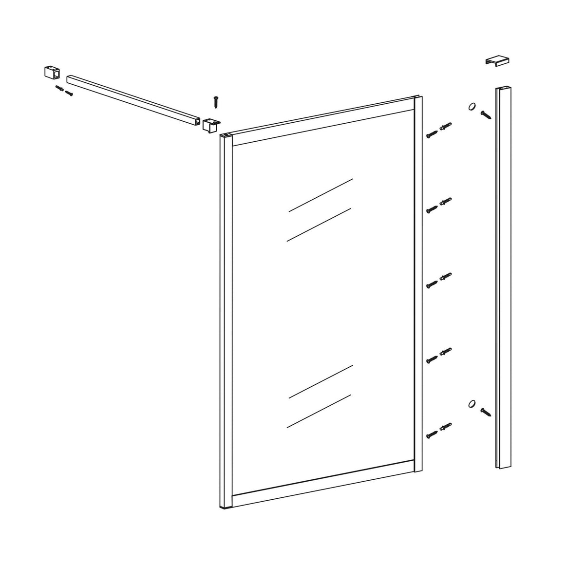 Wiesbaden Square inloopdouche nano helder glas geborsteld brons koper 120 cm - technische tekening