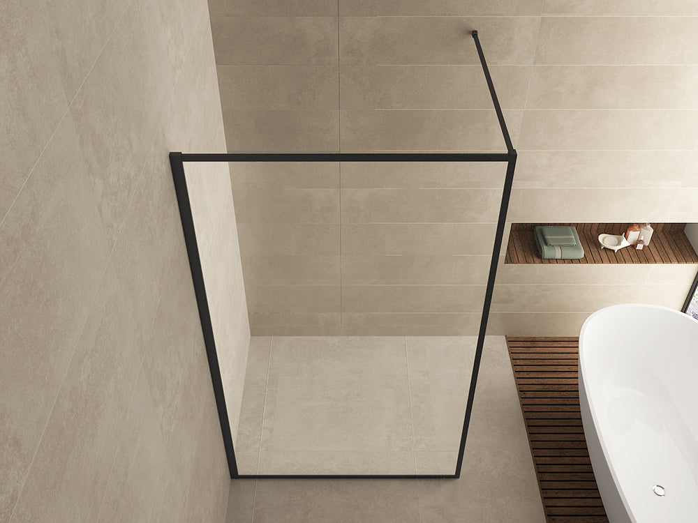 Wiesbaden Square inloopdouche nano helder glas 80 cm / Mat zwart - detailfoto