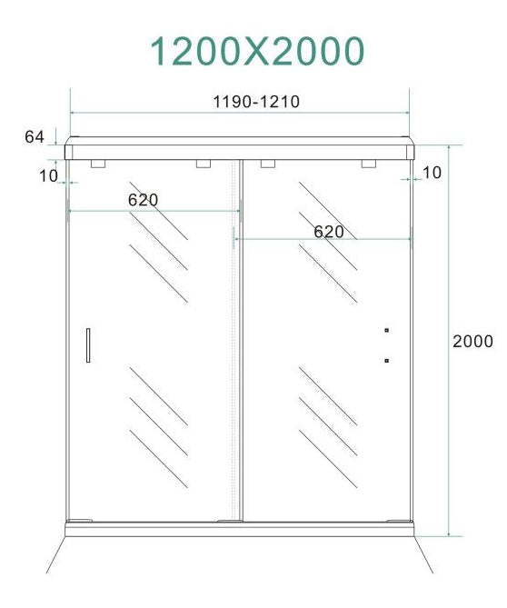 Wiesbaden dubbele nis schuifdeuren 120 cm - technische tekening
