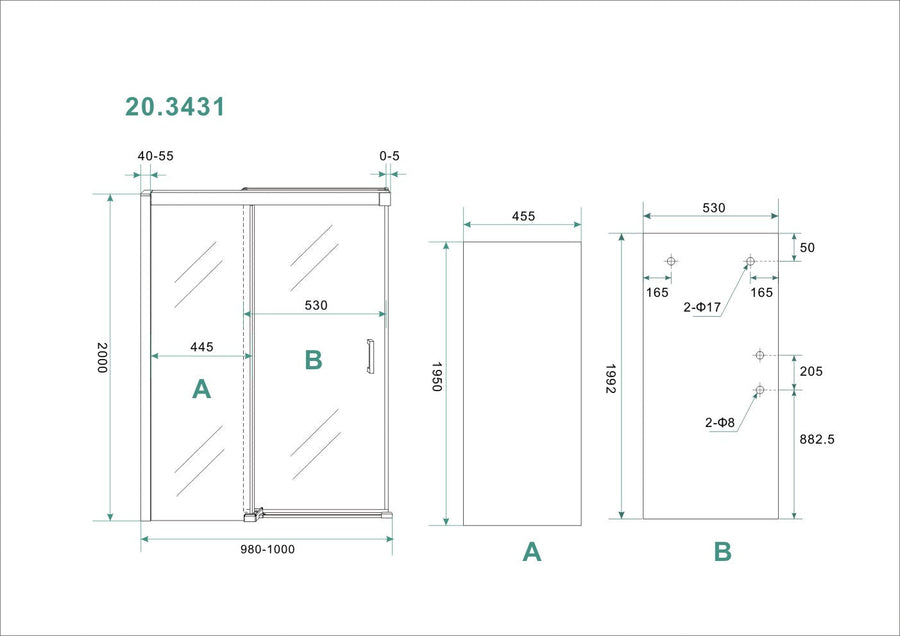 Wiesbaden Puerta nisdeur met 1 schuifdeur 100 cm - productfoto