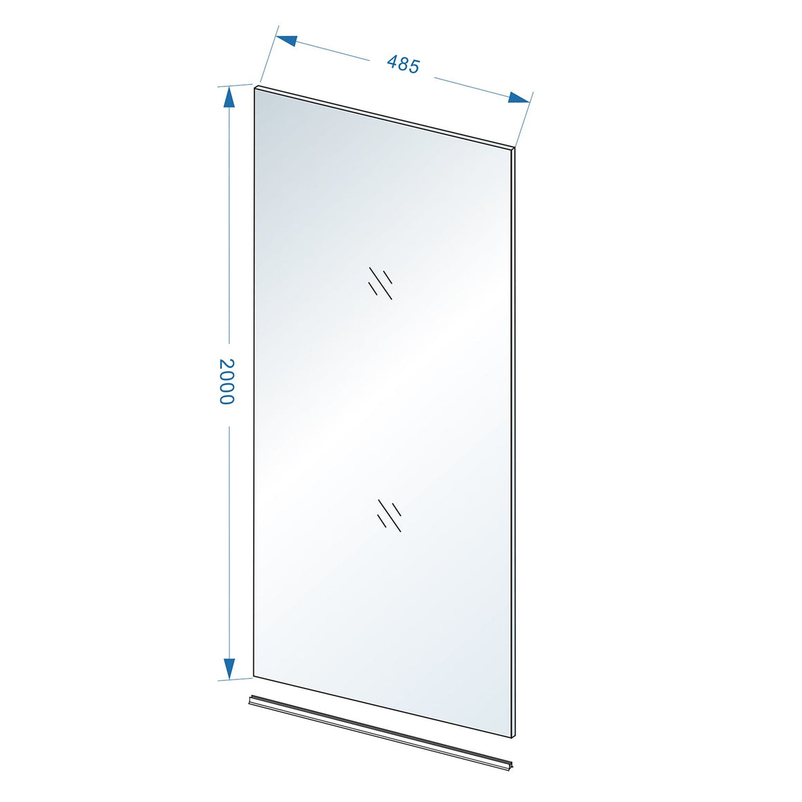 Wiesbaden Slim glasplaat nano helder glas 50 cm - technische tekening
