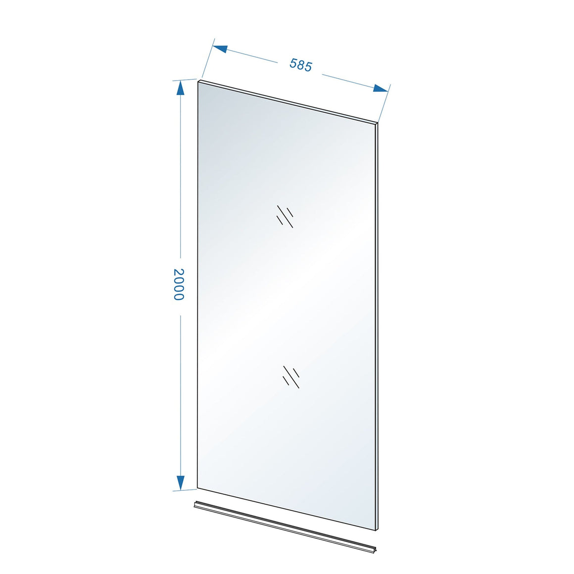 Wiesbaden Slim glasplaat nano helder glas 60 cm - technische tekening