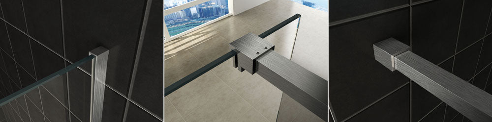 Wiesbaden Slim profielset met stabilisatiestang 120 cm geborsteld staal - sfeerbeeld