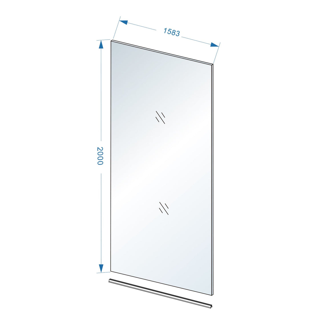 Wiesbaden Slim glasplaat nano rookglas 160 cm - technische tekening