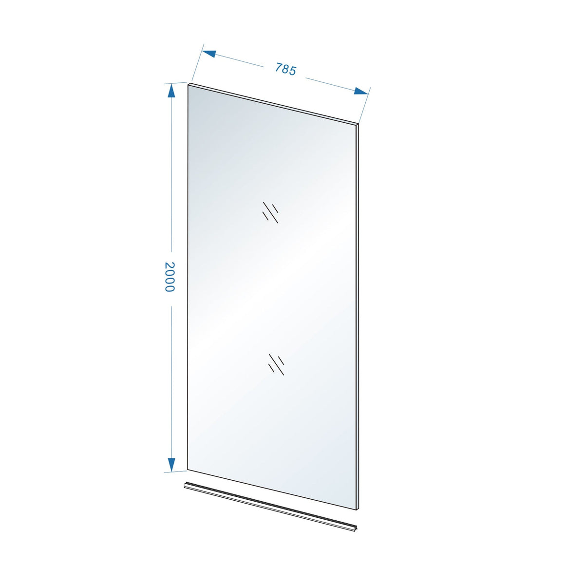 Wiesbaden Slim glasplaat nano rookglas 80 cm - technische tekening