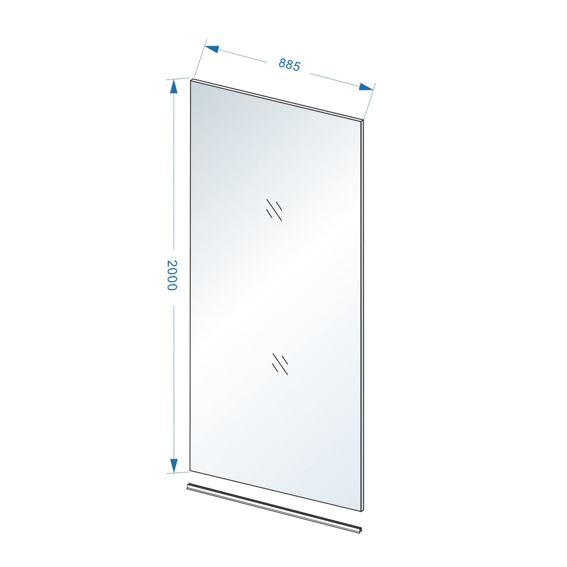 Wiesbaden Slim glasplaat nano rookglas 90 cm - technische tekening