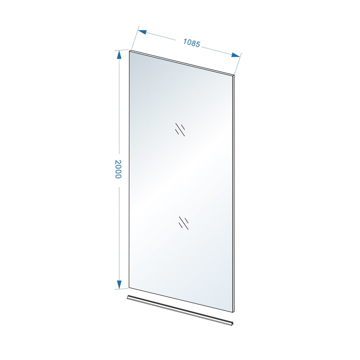 Wiesbaden Slim glasplaat nano rookglas 110 cm - technische tekening