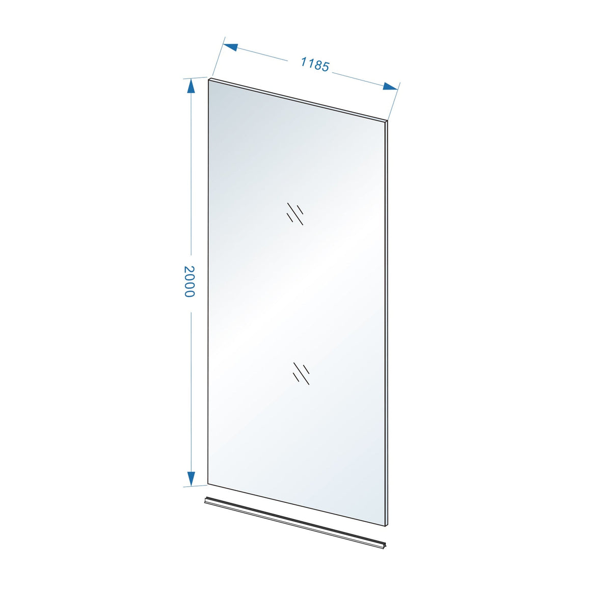 Wiesbaden Slim glasplaat nano rookglas 120 cm - technische tekening