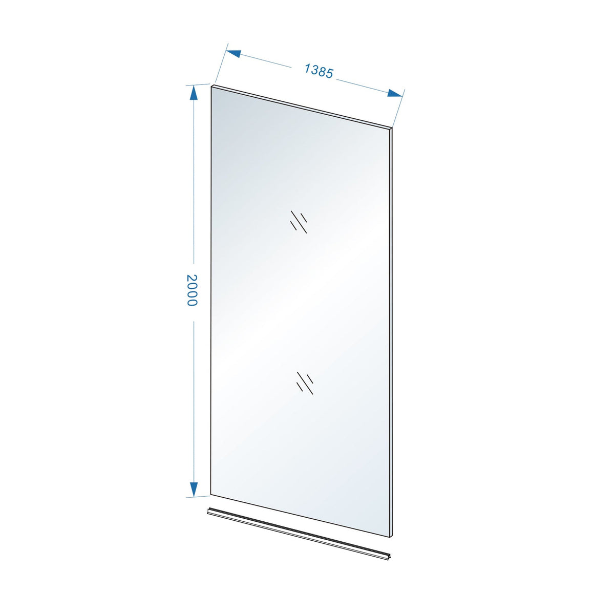 Wiesbaden Slim glasplaat nano rookglas 140 cm - technische tekening
