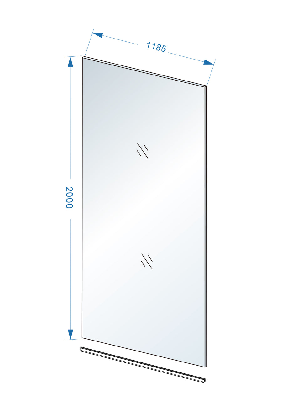 Wiesbaden Slim glasplaat nano warm glas 120 cm - technische tekening
