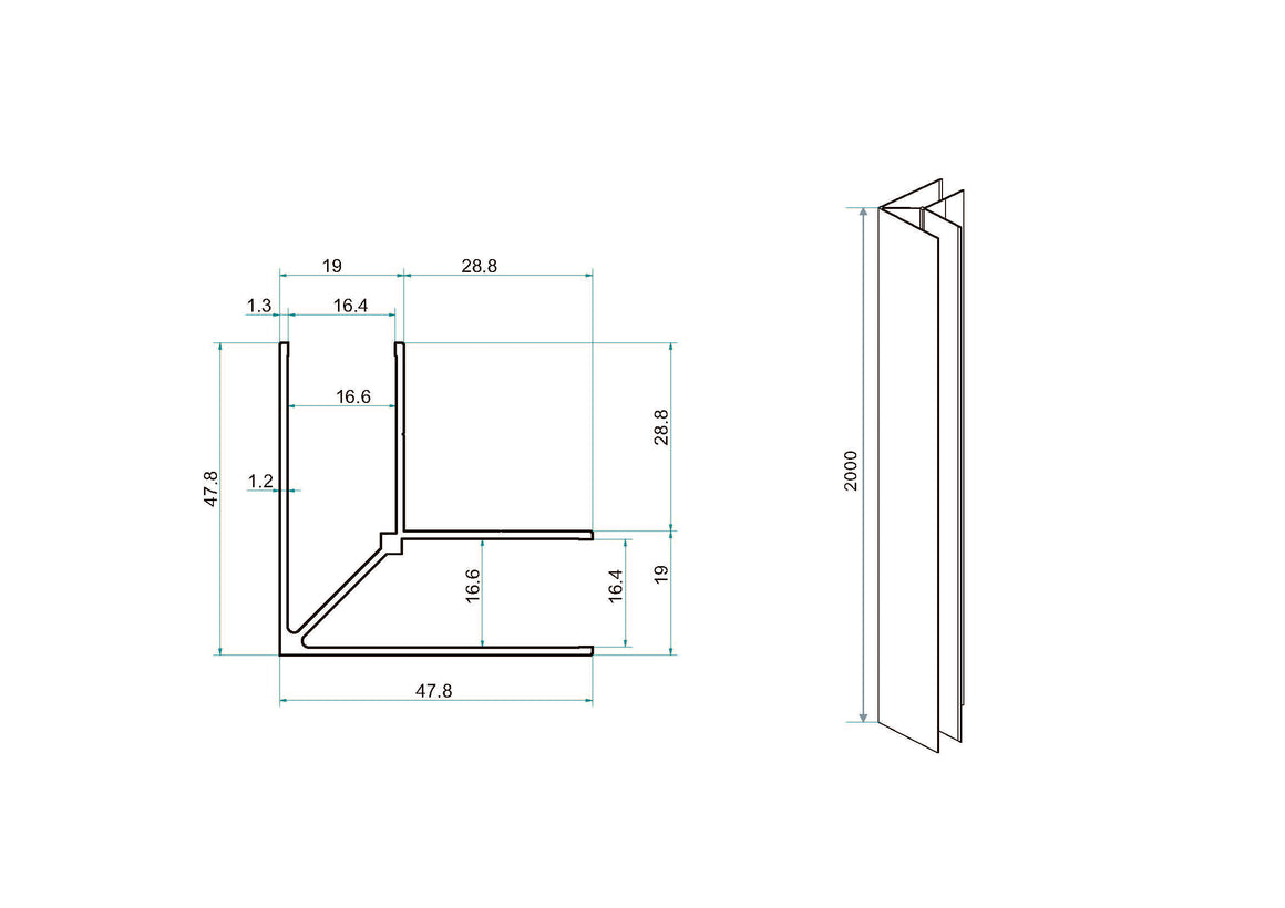 Wiesbaden Horizon koppelset mat zwart - technische tekening