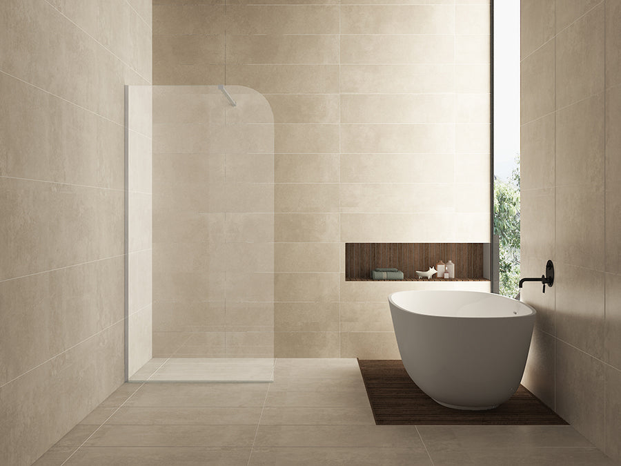 Wiesbaden Curvea inloopdouche 2000 x 8 mm nano helder glas 1000 x 2000 mm - sfeerbeeld