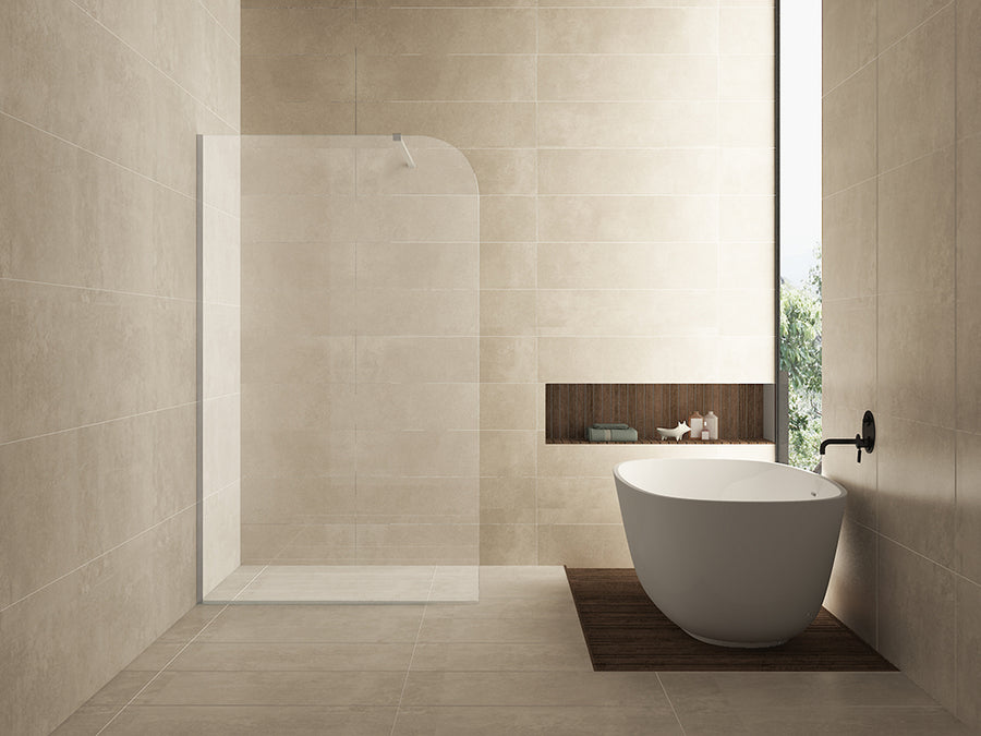 Wiesbaden Curvea inloopdouche 2000 x 8 mm nano helder glas 1200 x 2000 mm - sfeerbeeld