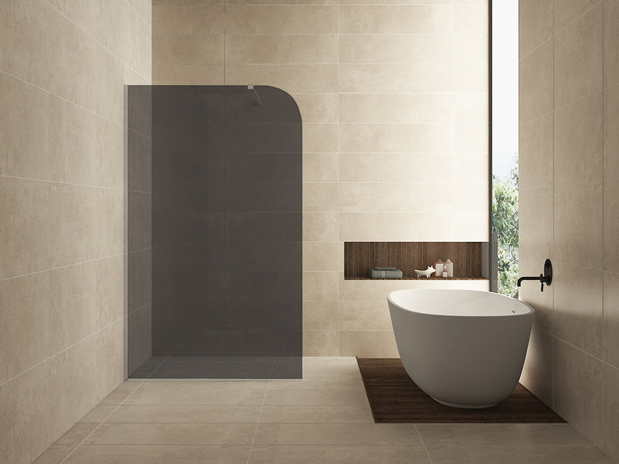Wiesbaden Curvea inloopdouche rookglas 120 cm - sfeerbeeld