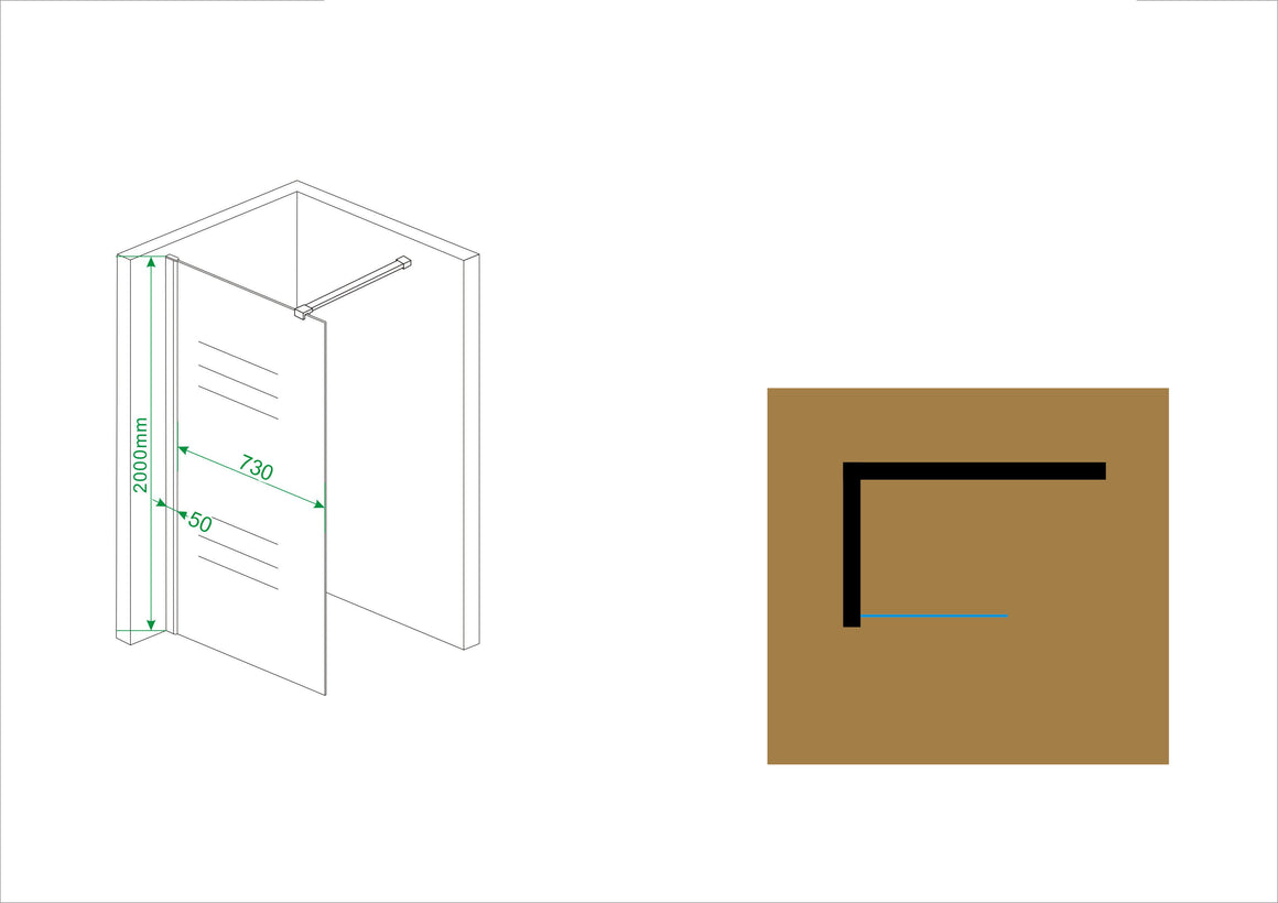 Wiesbaden Graffic inloopdouche Safety Glass 80 cm / Chroom - technische tekening