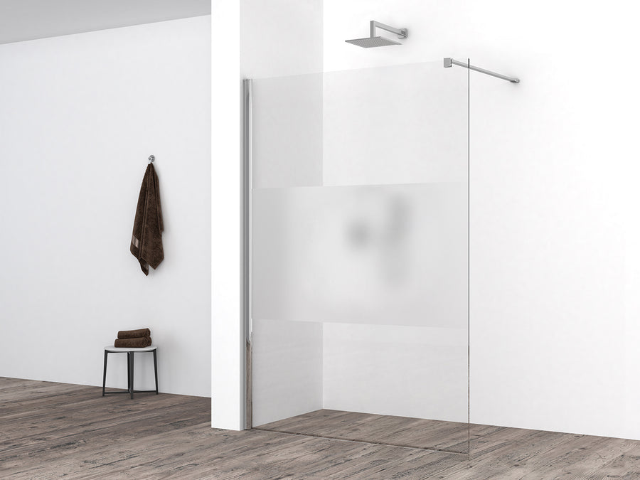 Wiesbaden Comfort inloopdouche 2000 x nano helder glas met melkglas middenband 1400 x 2000 mm - detailfoto