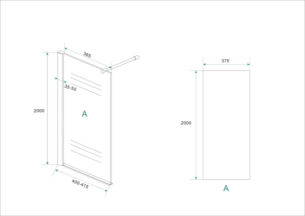 Xellanz Eco zijwand met muurprofiel 400 x 2000 mm - technische tekening