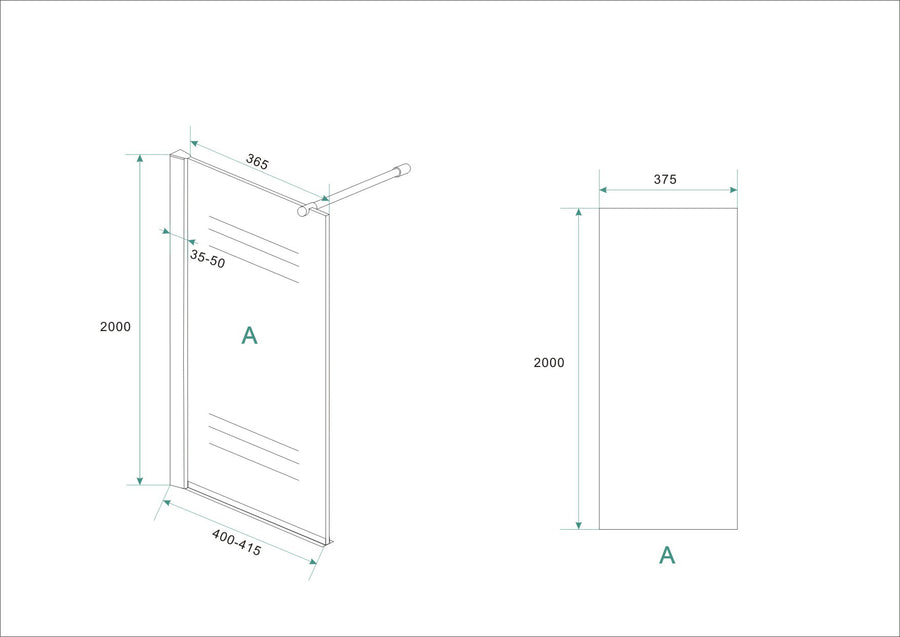 Xellanz Eco zijwand met muurprofiel 400 x 2000 mm - technische tekening