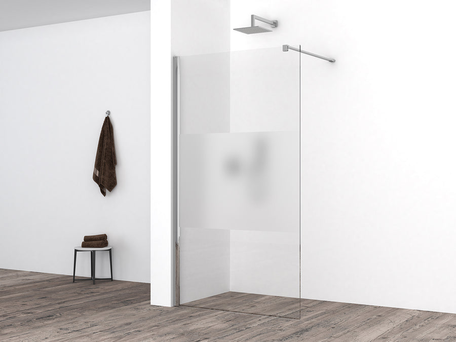 Wiesbaden Comfort inloopdouche 2000 x nano helder glas met melkglas middenband 900 x 2000 mm - sfeerbeeld