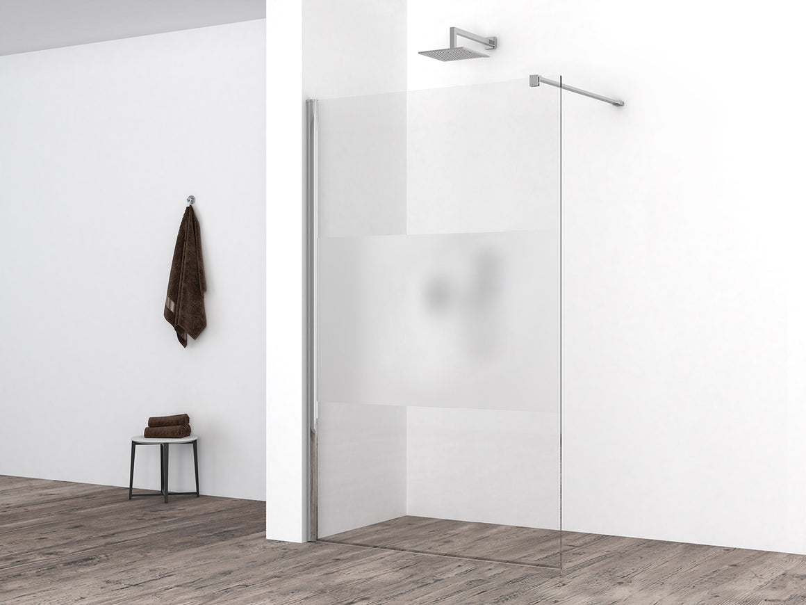 Wiesbaden Comfort inloopdouche 2000 x nano helder glas met melkglas middenband 1200 x 2000 mm - detailfoto
