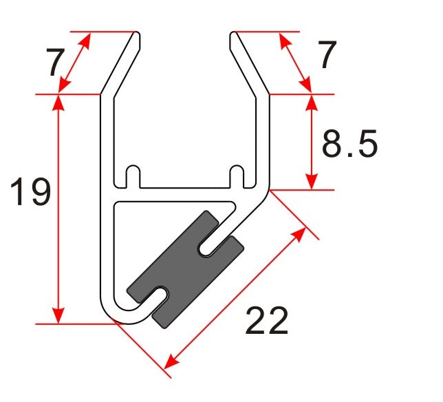 Xellanz Xellanz set magneetstrip transparant 8 x 10 mm - technische tekening