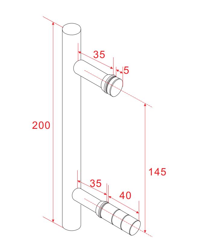 Xellanz Xellanz deurgreep type 1 20 cm chroom - technische tekening
