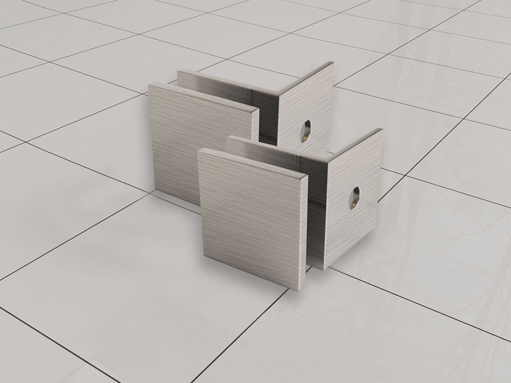 Wiesbaden Less glaskoppelingset 2 stuks geborsteld staal - detailfoto