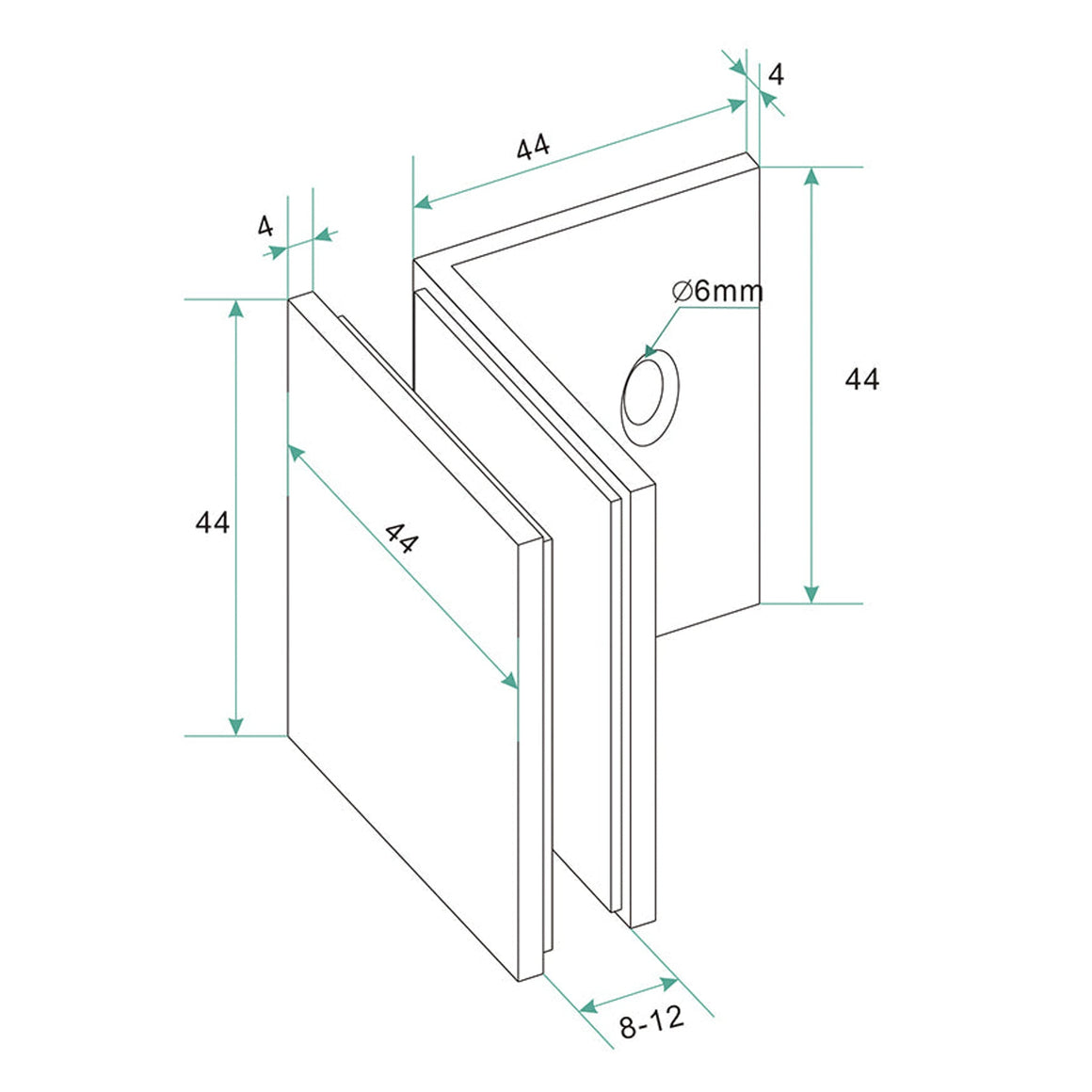 Wiesbaden Less glaskoppelingset voor profielloze inloopdouche 2 stuks gunmetal - technische tekening
