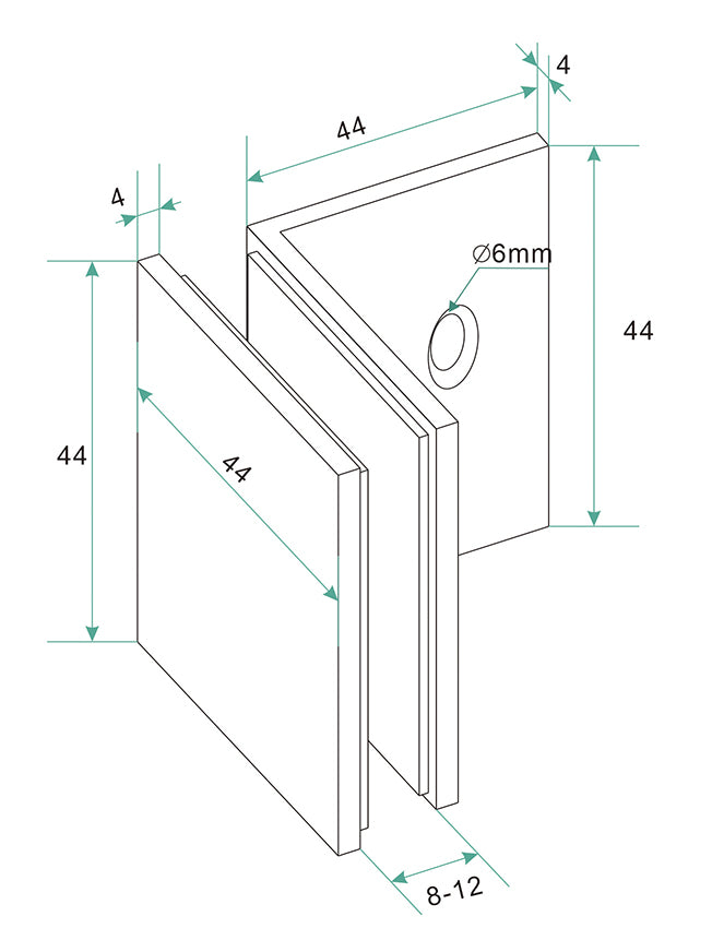 Wiesbaden Less glaskoppelingset voor profielloze inloopdouche 2 stuks gunmetal - technische tekening