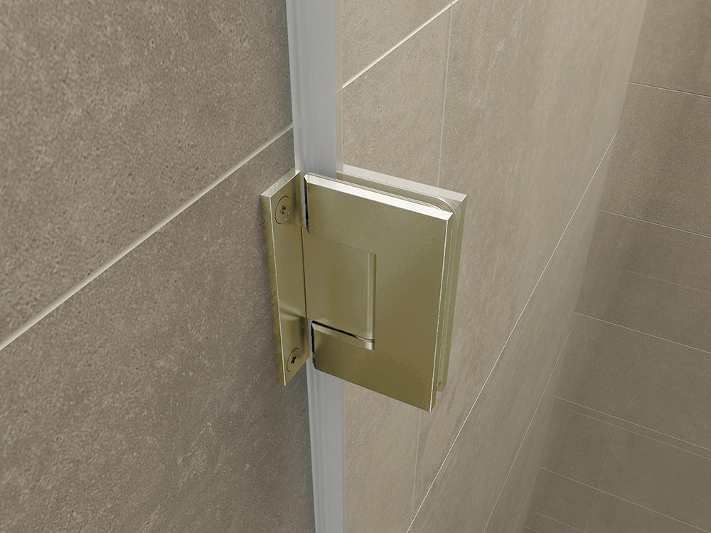 Wiesbaden Less scharnierset en greep voor profielloze nisdeur Geborsteld messing - detailfoto