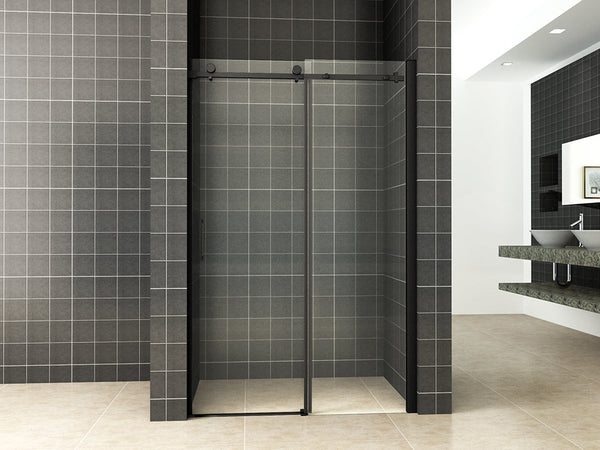 Porte coulissante Slide nis 1200 x 2000 x 8 mm verre nano clair/noir mat