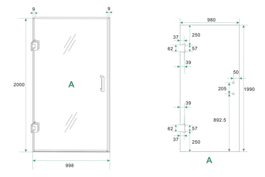 Nisdeur Wiesbaden Minder 100x200 cm 8 mm Nano Klar Glas Gebürstet Bronze Kupfer