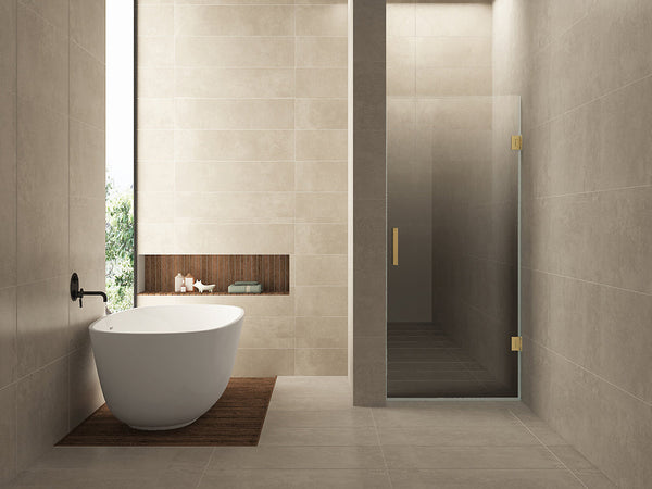 Moins nisdeur droite 900 x 2000 x 8 mm nano miroir fumé - vers verre clair / laiton brossé
