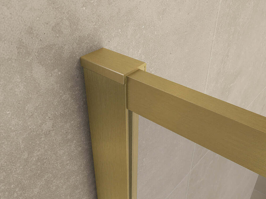 Slanke Inloopdouche Wiesbaden Vierkant 90x200 cm 8 mm Nano Coating Helder Glas Geborsteld Messing