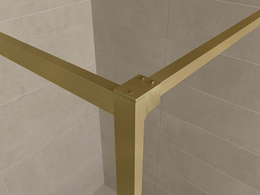 Slanke Inloopdouche Wiesbaden Vierkant 90x200 cm 8 mm Nano Coating Helder Glas Geborsteld Messing