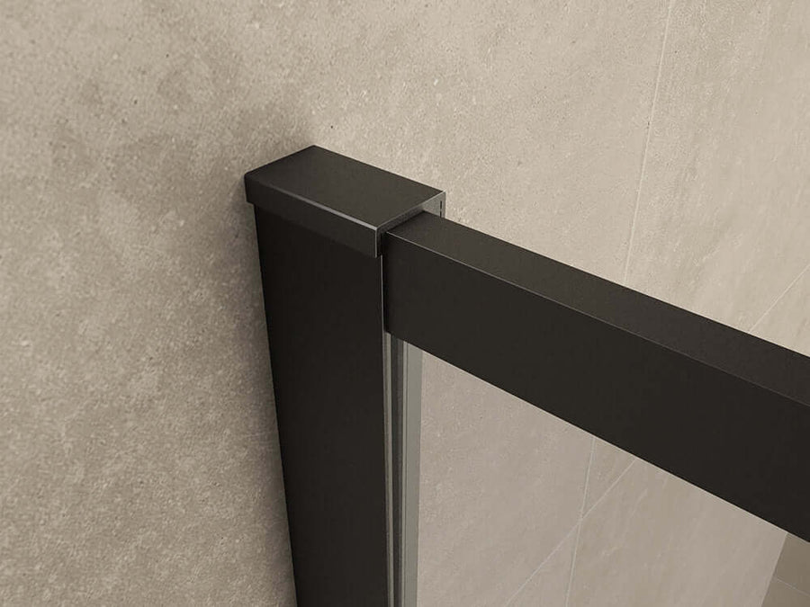Douchewand Wiesbaden Vierkant 10 mm 100x200 cm Stabilisatorstang | Nanocoating | Mat Zwart | Inloopdouche