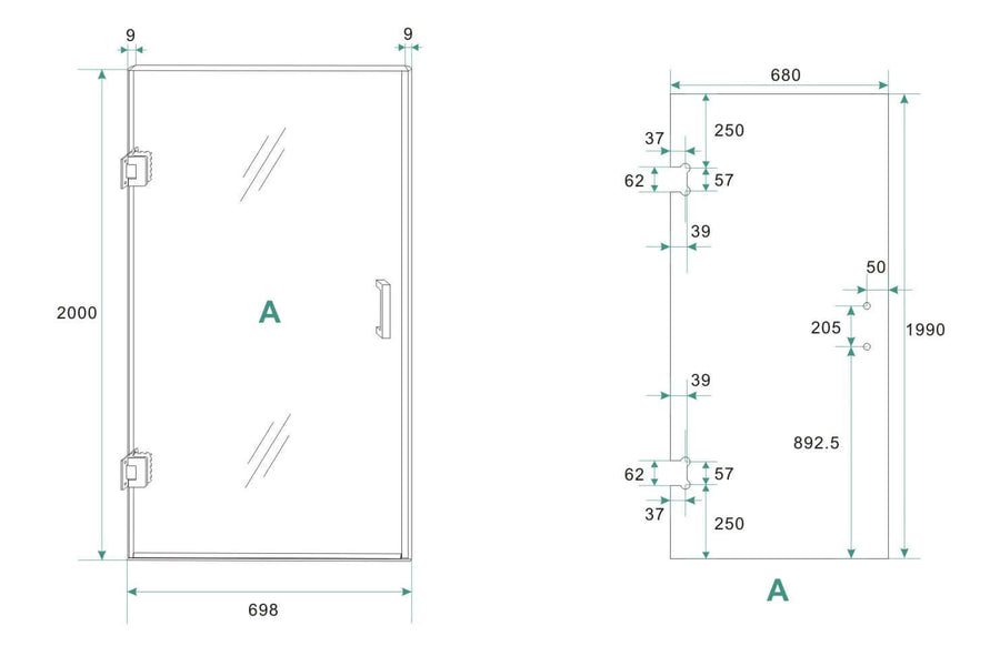 Minder Nisdeur Wiesbaden 70X200 Cm met 8 mm Nano helder glas in geborsteld bronskoper