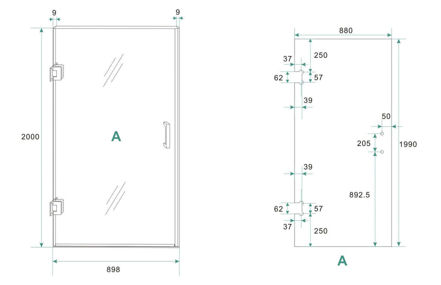 Minder Nisdeur Wiesbaden 90X200 Cm mit 8 mm Nano klarem Glas in gebürstetem bronzefarbenem Kupfer