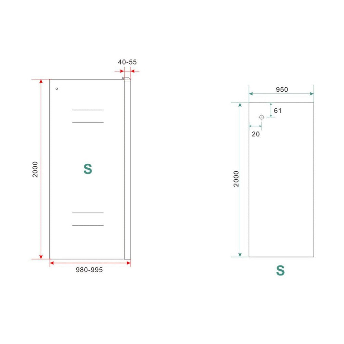 Sita inloopdouche met handdoekhouder 100x200 cm chroom/8 mm helder glas met Nano coating