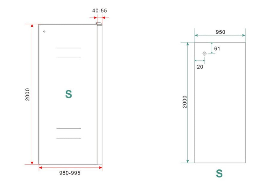 Sita inloopdouche met handdoekhouder 100x200 cm chroom/8 mm helder glas met Nano coating