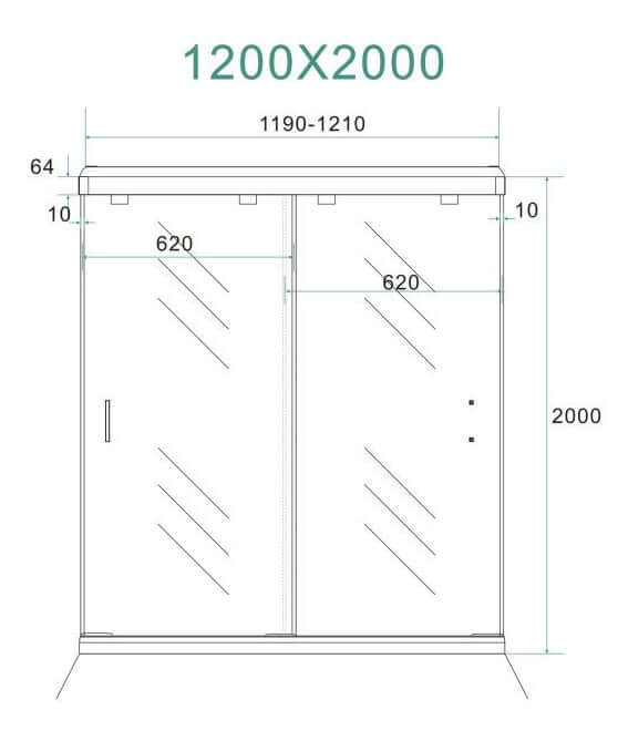 Wiesbaden Porte coulissante double niche porte 2 pièces 120x200 cm 8 mm Nano