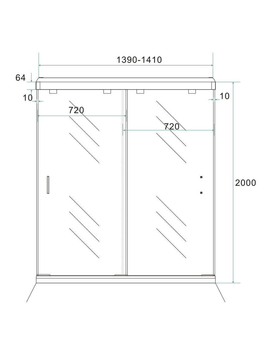 Doppelte Nisschuifdeur Wiesbaden 2-teilig 140X200 Cm, 8 mm Nano-Beschichtung