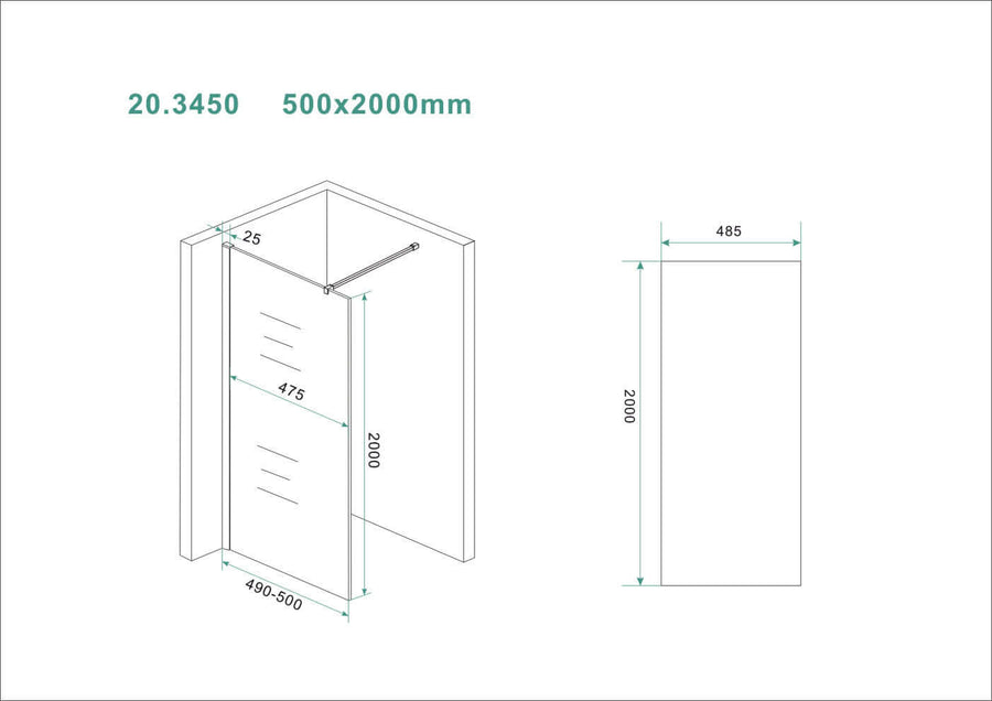 Slanke Inloopdouche Wiesbaden 50x200 cm 8 mm Heldere antikalkcoating