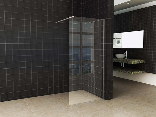 Douche à l'italienne mince Wiesbaden 60X200Cm avec revêtement anticalcaire clair de 8 mm (profil exclu)