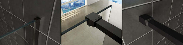 Ensemble de profil mince avec barre de stabilisation Wiesbaden 120 cm en noir mat