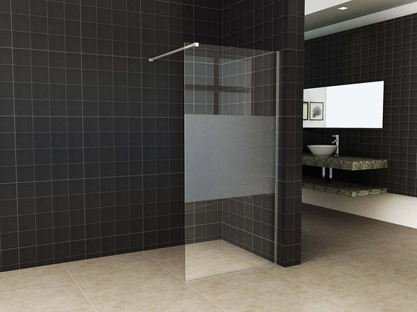 Douche à l'italienne mince Wiesbaden avec bande centrale en verre 90x200 cm 8 mm revêtement nano