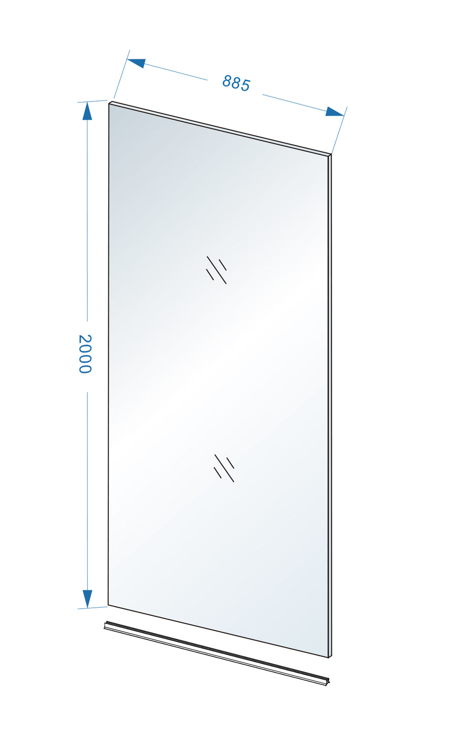 Slanke inloopdouche van rookglas Wiesbaden 90x200 8 mm nanocoating